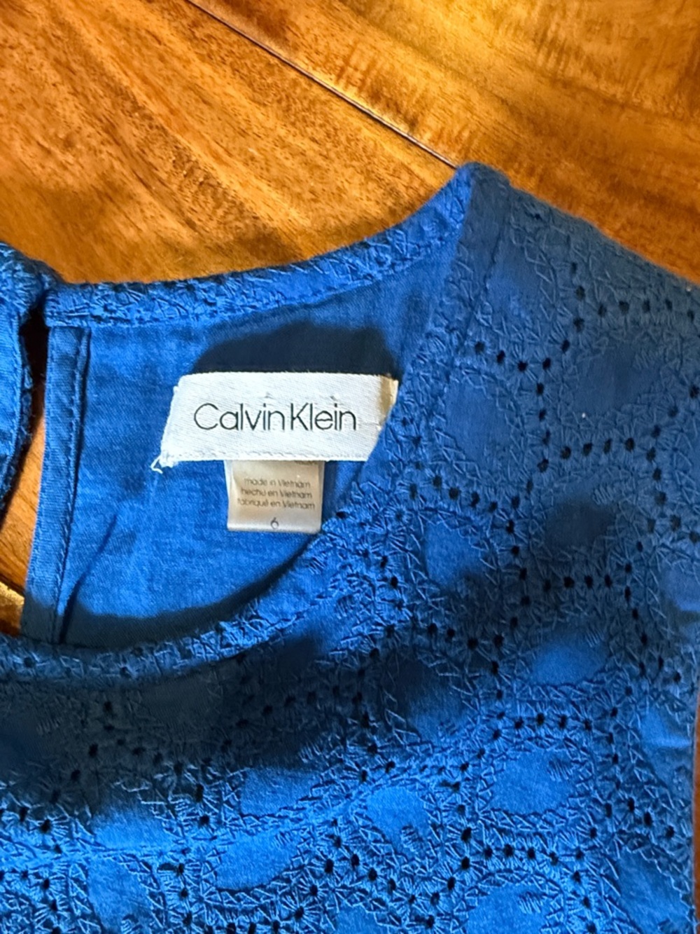 Calvin Klein Royal Blue Sleeveless A-Line Dress, sz 6, EUC - Picture 2 of 4
